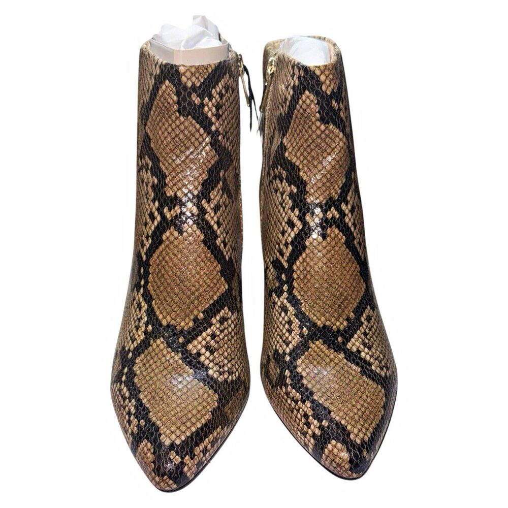 The Drop Jessi Sand Python Women’s Ankle Bootie 7 Snake Print Pointed Zip